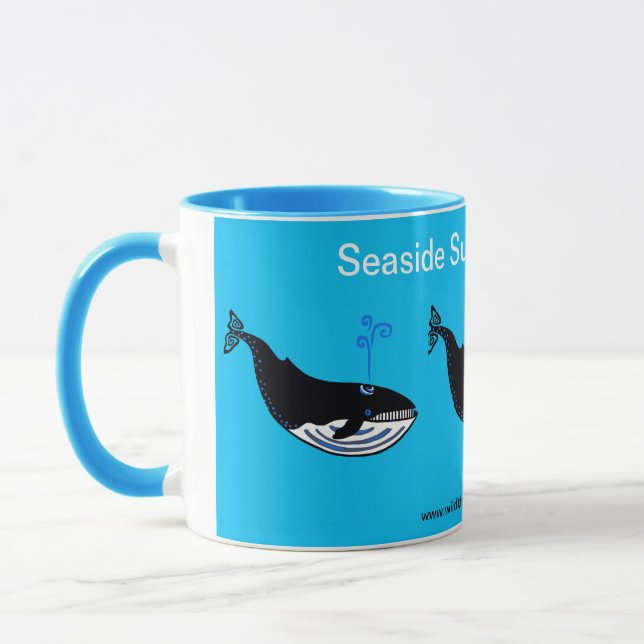 Seaside Summer Holiday -  Blue WHALE Mug (Left)