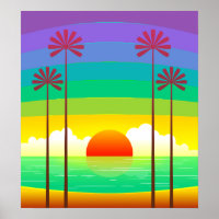 Seaside Sunrise Vintage Art