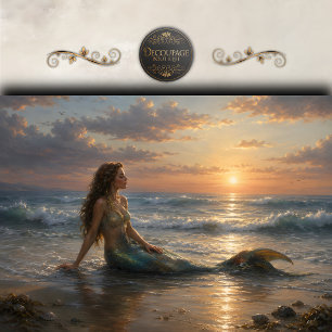 Seaside Sunset Mermaid Decoupage Tissue Paper