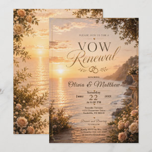 Seaside Sunset Vow Renewal Invitation