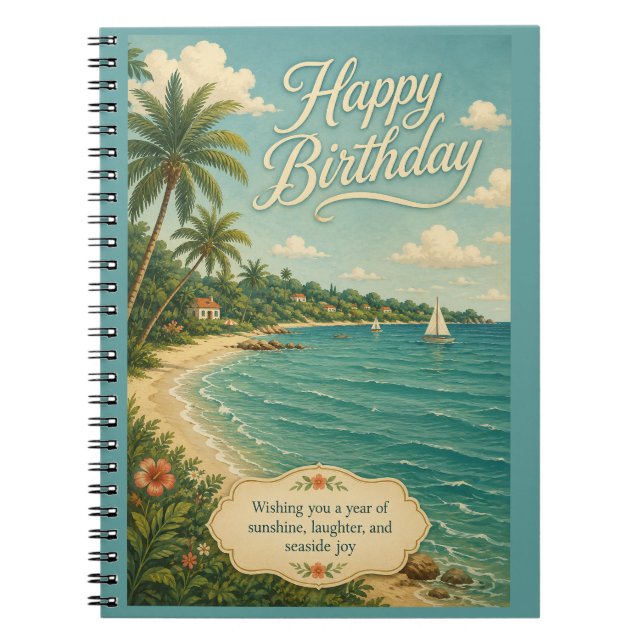 Seaside Sunshine Birthday Escape Notebook (Front)