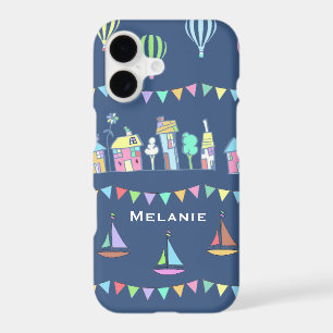 Seaside Town Sail Boats and Bunting Personalised