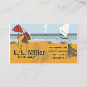 SEASIDE Travel Umbrellas Sailboats Ocean Business Card