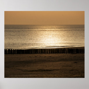 Seaside view - on the beach at sundown poster