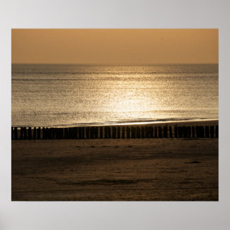 Seaside view - on the beach at sundown poster