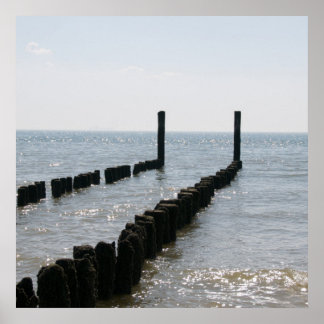 Seaside views - greetings from the beach poster