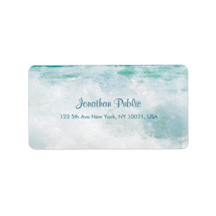 Seaside Waves Handwritten Script Text Chic Address Label