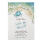 Seaside Wedding Invitations Watercolor Sea Turtle
