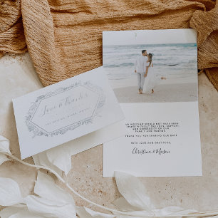 Seaside   Wedding Photo Thank You Foil Card