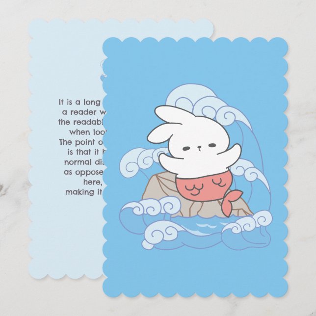 Seaside Whimsy Mer-Bunny Adventure Holiday Card (Front/Back)