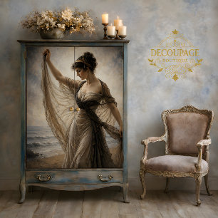 Seaside windswept dancer in taupe decoupage tissue paper