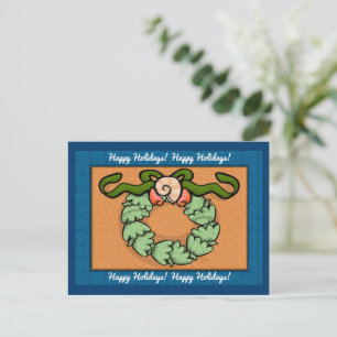 Seaside Wreath Happy Holidays Postcard