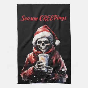 Season Creepings Christmas Skeleton Tea Towel