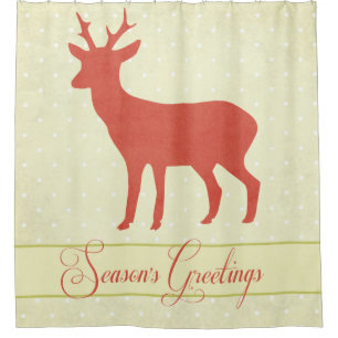 Season Deer Shower Curtain - Cream Polka Dots