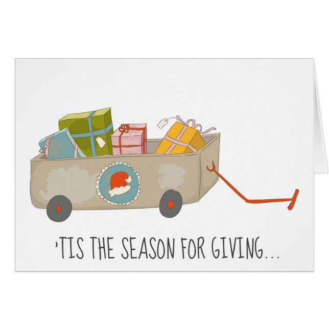 Season for Giving Holiday Cart Christmas Card (Front Horizontal)