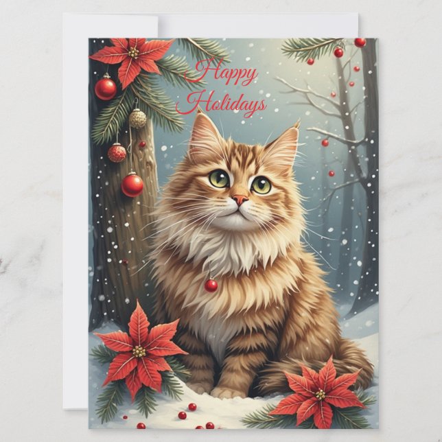 Season Greeting Cat  Card (Front)
