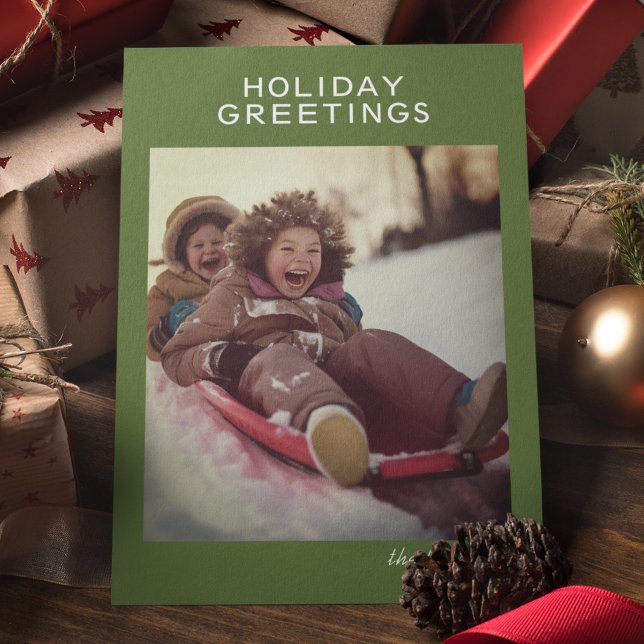 Season Greetings Modern Minimalist Signature Photo Holiday Card (Creator Uploaded)