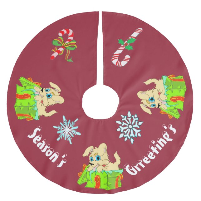 Season Grrreetings Puppy Tree Skirt (Front)