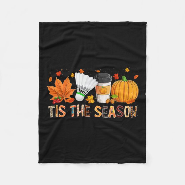Season Leopard Pumpkin Badminton Halloween Fall Le Fleece Blanket (Front)