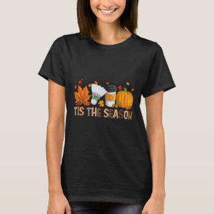 Season Leopard Pumpkin Badminton Halloween Fall Le T-Shirt