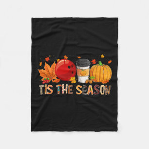 Season Leopard Pumpkin Bowling Halloween Fall Leaf Fleece Blanket
