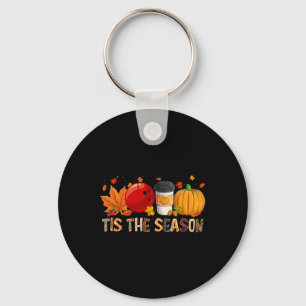 Season Leopard Pumpkin Bowling Halloween Fall Leaf Key Ring