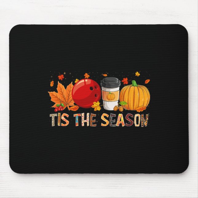 Season Leopard Pumpkin Bowling Halloween Fall Leaf Mouse Pad (Front)