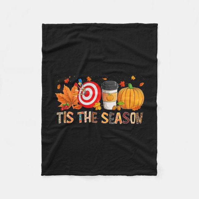Season Leopard Pumpkin Darts Halloween Fall Leaf  Fleece Blanket (Front)