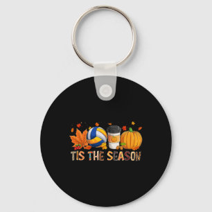 Season Leopard Pumpkin Volleyball Halloween Fall L Key Ring