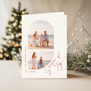 Season of Joy Elegant Calligraphy Photo Folded Holiday Card