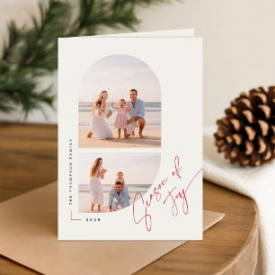 Season of Joy Elegant Script  Family Photo Folded Holiday Card
