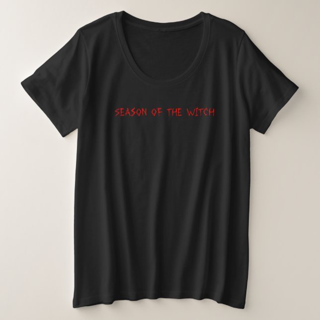 Season of the Witch Red on Black Ladies Plus Size  T-Shirt (Design Front)