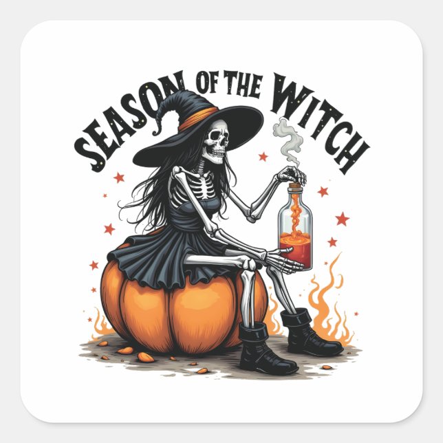 Season Of the Witch Spooky Hallowee Wtich  Square Sticker (Front)