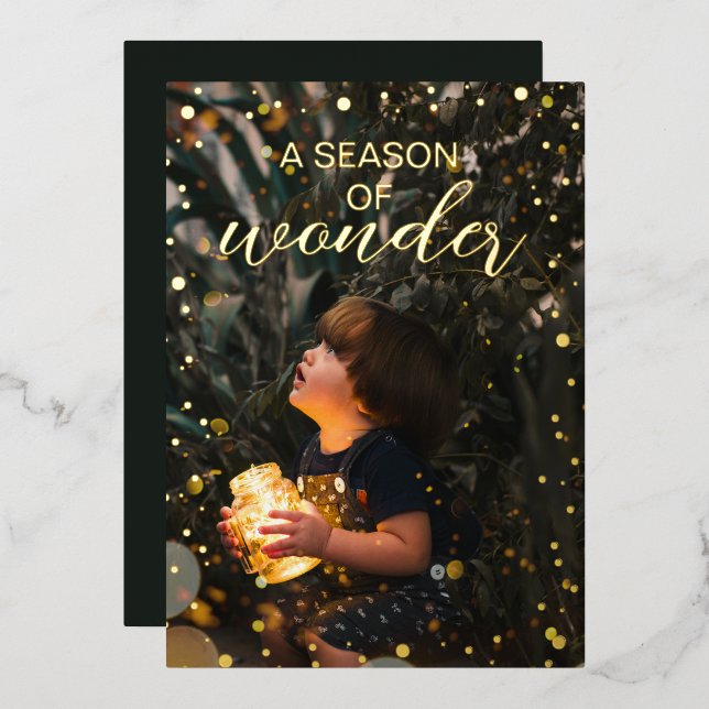 Season of Wonder Gold Foil Photo Holiday Card (Front/Back)