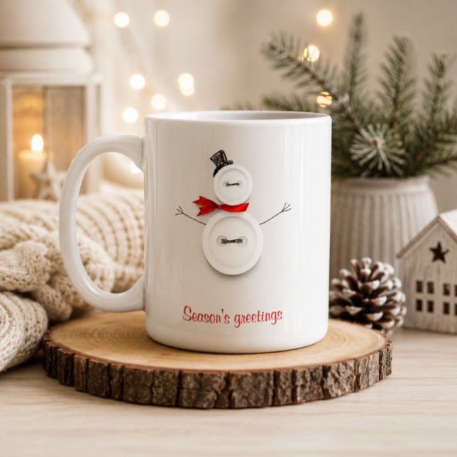 Season’s Greetings Button Snowman Holiday Mug (Creator Uploaded)