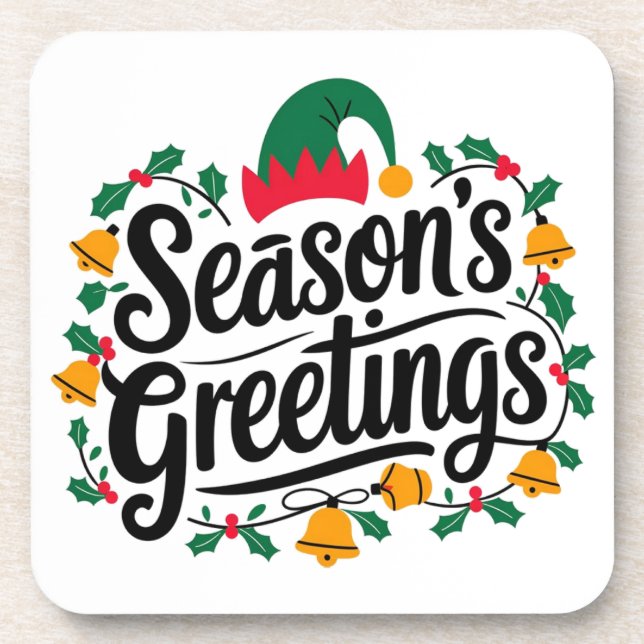 Season´s greetings Christmas Coaster (Front)