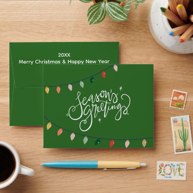 Season’s Greetings Christmas Lights Business Gift Envelope (Desk)
