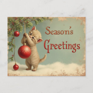Season’s Greetings Kitten Postcard – Add Your Text