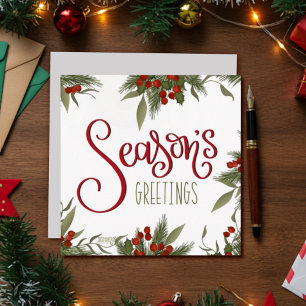 Season’s Greetings Pretty Floral Christmas Holiday Card