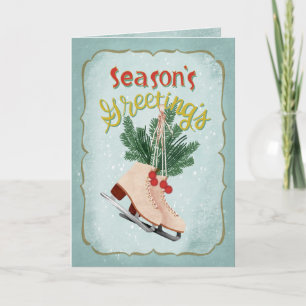 Season’s Greetings Vintage Ice Skates Holiday Card