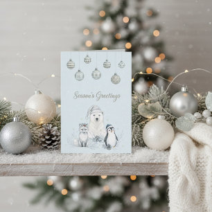 Season’s Greetings Winter Arctic Animals Holiday Card