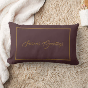 Season’s Greetings with Elegant Border Holiday Lumbar Cushion