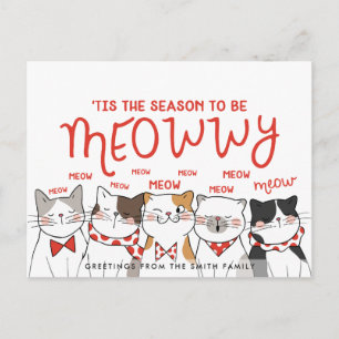 Season to be Meowwy Funny Holiday Greeting Postcard