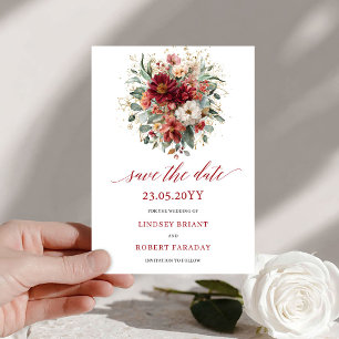 Seasonal Burgundy Eucalyptus Gold Save The Date