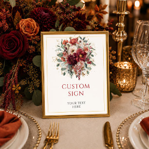 Seasonal Burgundy Gold Floral Bohemian custom 8x10 Poster