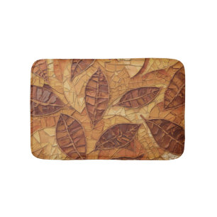 Seasonal Burnt Orange and Burgundy Botanical Fall Bath Mat