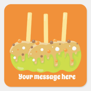 Seasonal caramel apples add message vendors square sticker