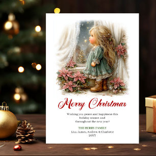 Seasonal Card Cute Little Girl Holiday Scene Desig