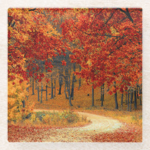 Seasonal colors of autumn--beautiful glass coaster