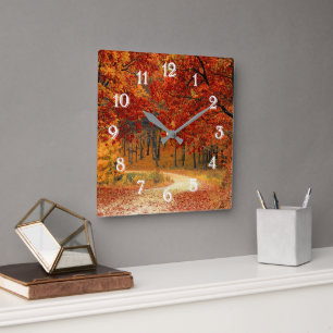 Seasonal colours of Autumn Square Wall Clock